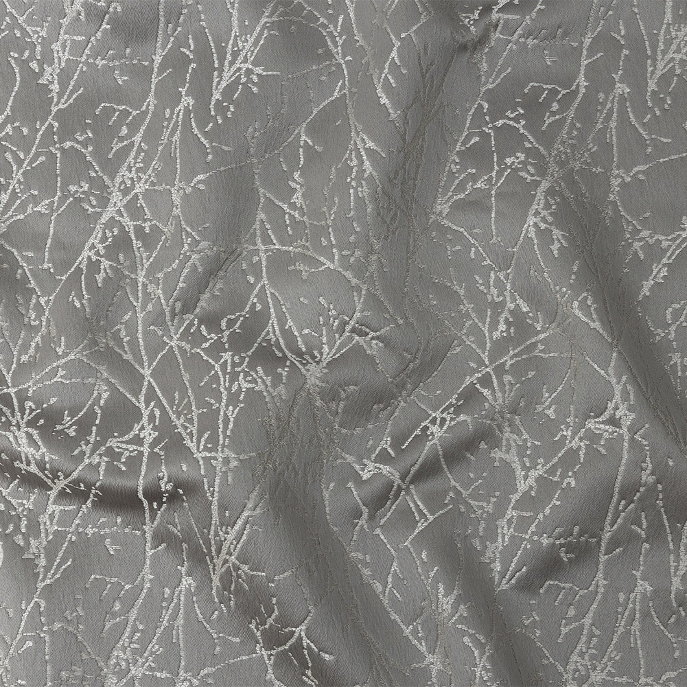Polyester Jacquard - Graphite Wintry Branches - British Imported