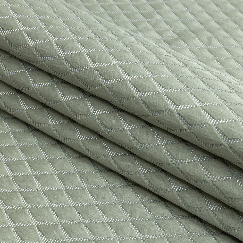 Satin-Faced Jacquard - Sage Shadow Diamonds - British Imported