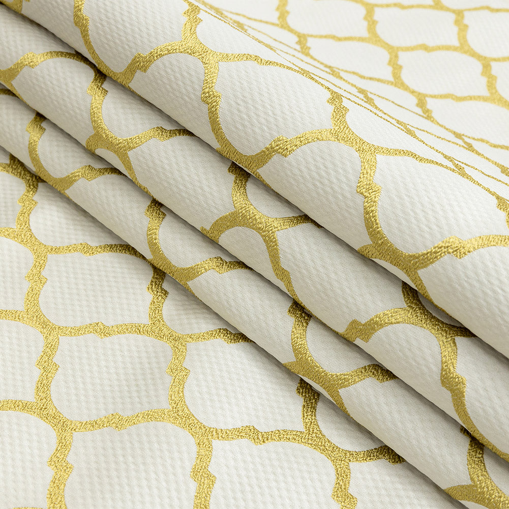 Satin-Faced Jacquard - Zest Moroccan Quatrefoil - British Imported