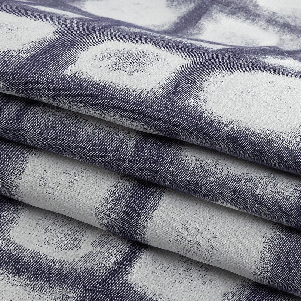 Drapery Jacquard - Indigo Painterly Squares - British Imported