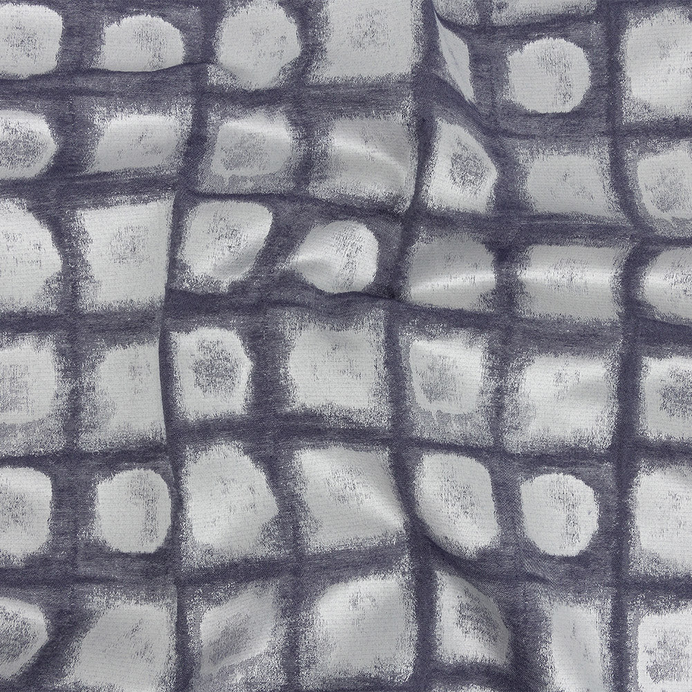 Drapery Jacquard - Indigo Painterly Squares - British Imported