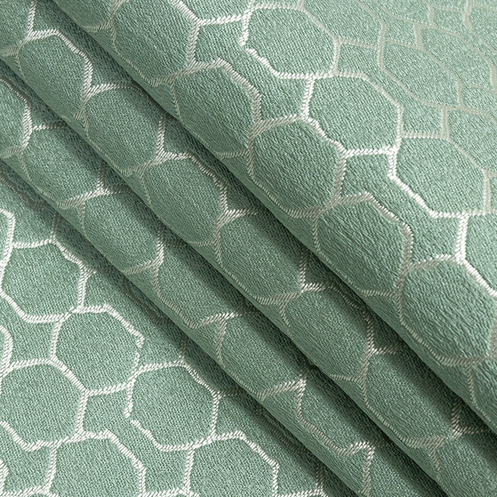 Polyester Jacquard - Sage Honeycombs - British Imported