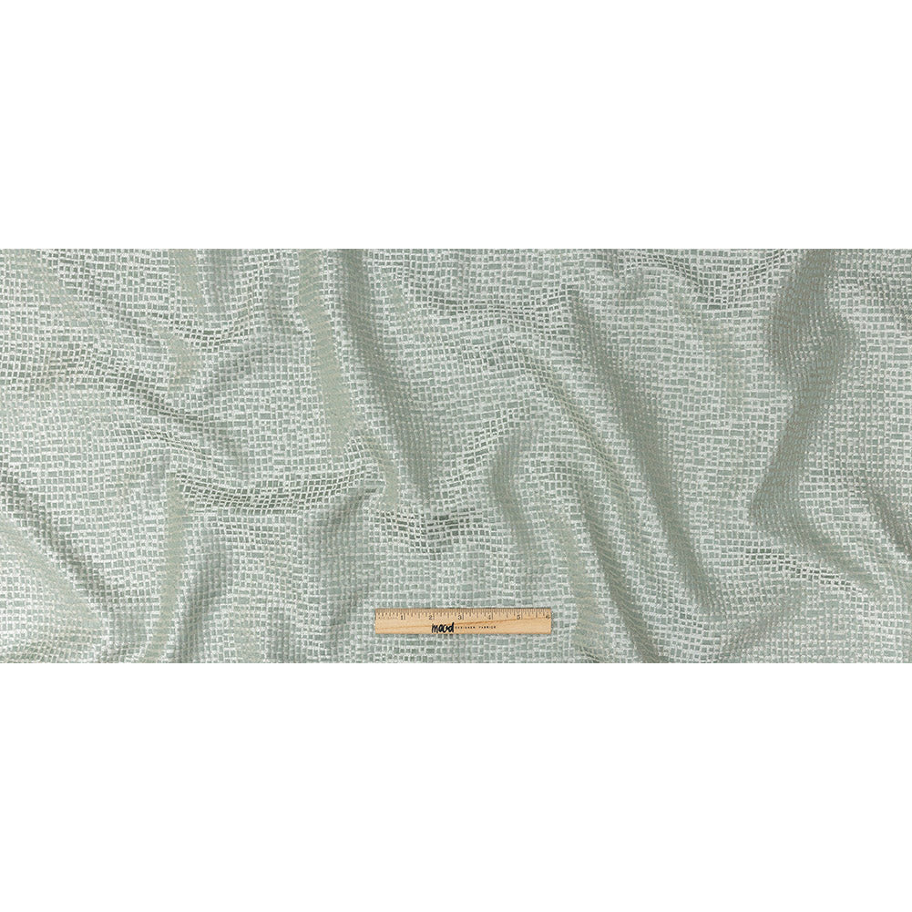 Polyester Jacquard - Seafoam Grid - British Imported