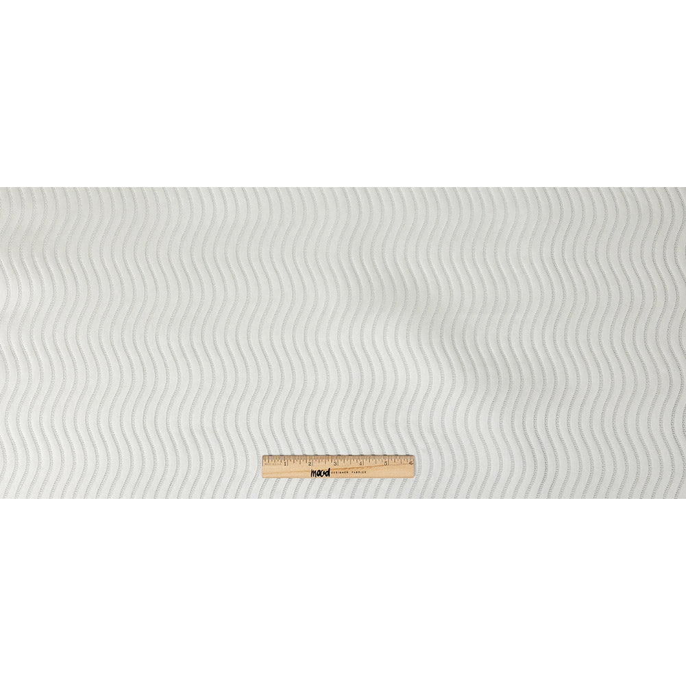 Satin-Faced Jacquard - Ice Wavy Lines - British Imported