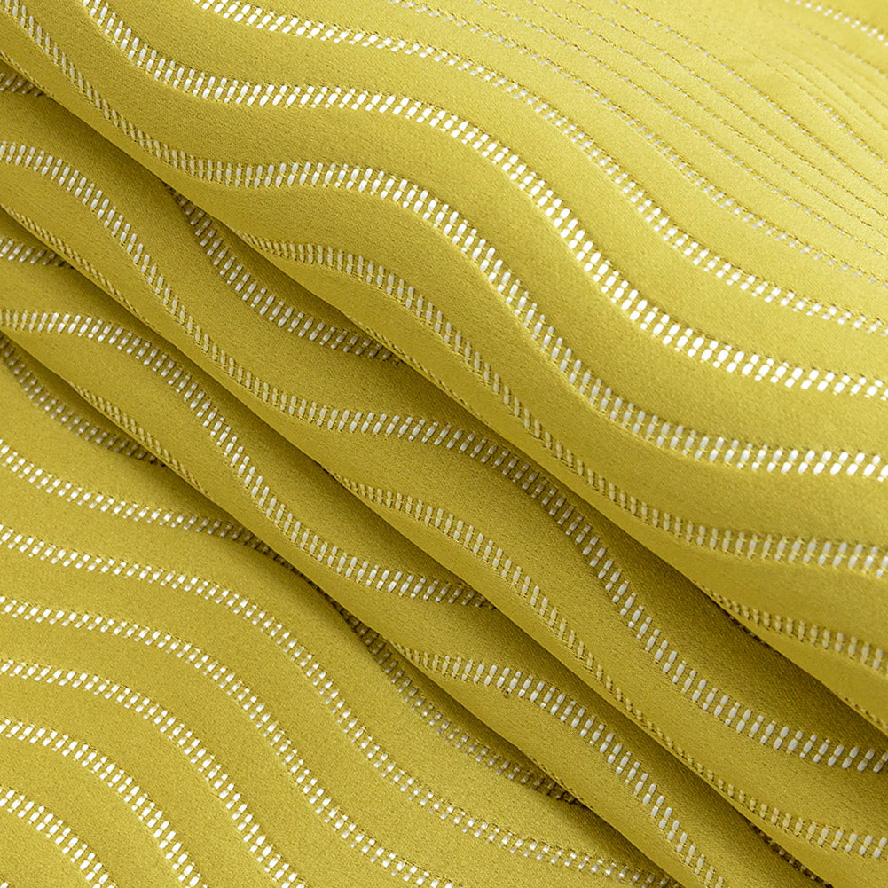 Satin-Faced Jacquard - Zest Wavy Lines - British Imported