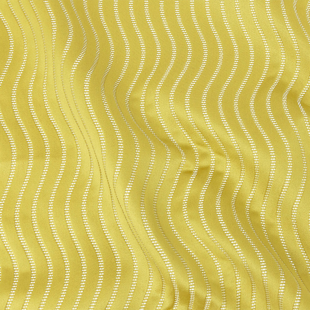 Satin-Faced Jacquard - Zest Wavy Lines - British Imported