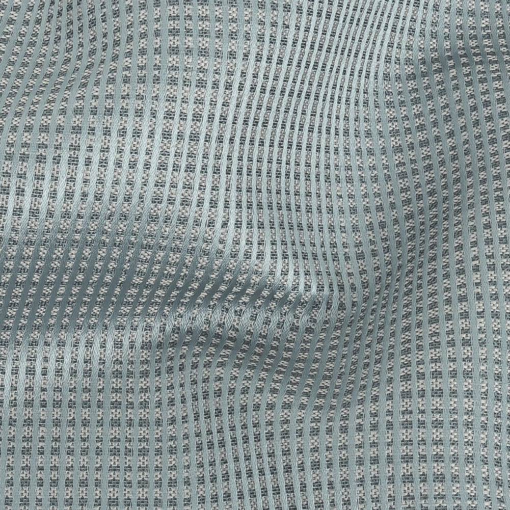 Gridded Polyester Woven - Ice - British Imported