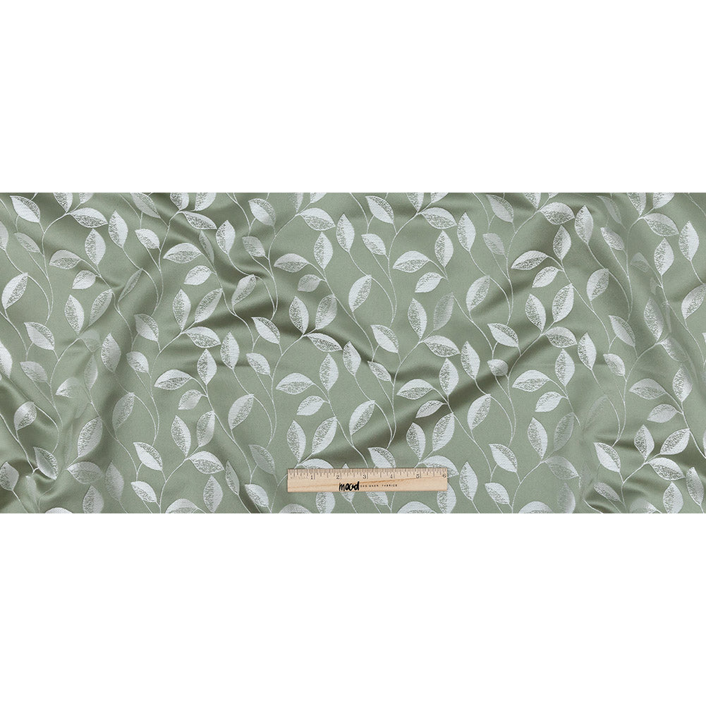 Satin-Faced Jacquard - Sage Foliage - British Imported