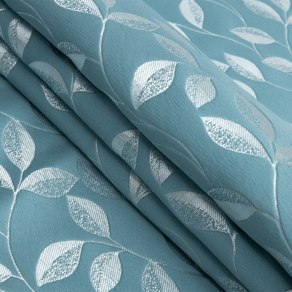 Satin-Faced Jacquard - Sky Foliage - British Imported