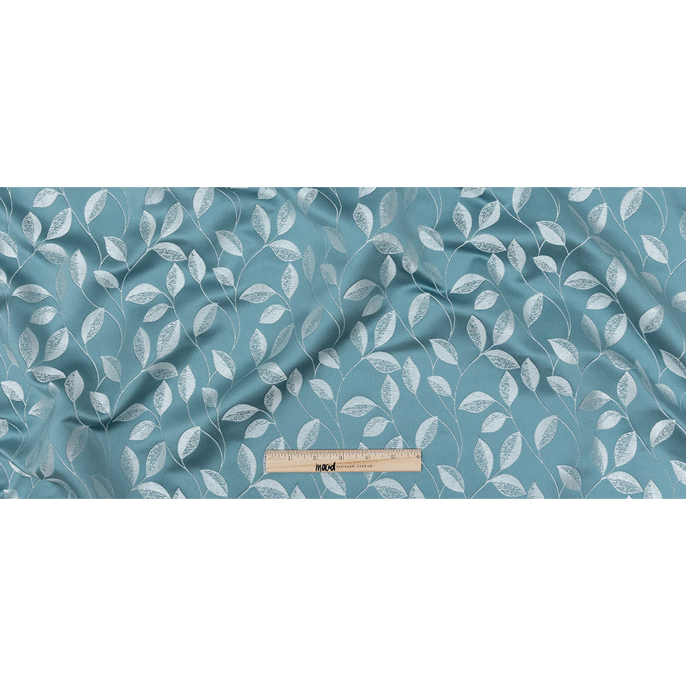 Satin-Faced Jacquard - Sky Foliage - British Imported