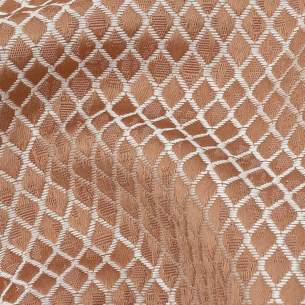 Polyester Jacquard - Rose Gold Diamonds - British Imported
