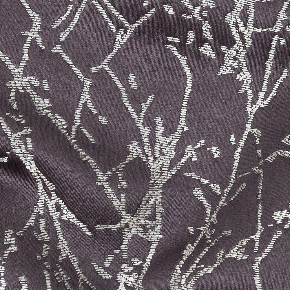 Polyester Jacquard - Amethyst Wintry Branches - British Imported