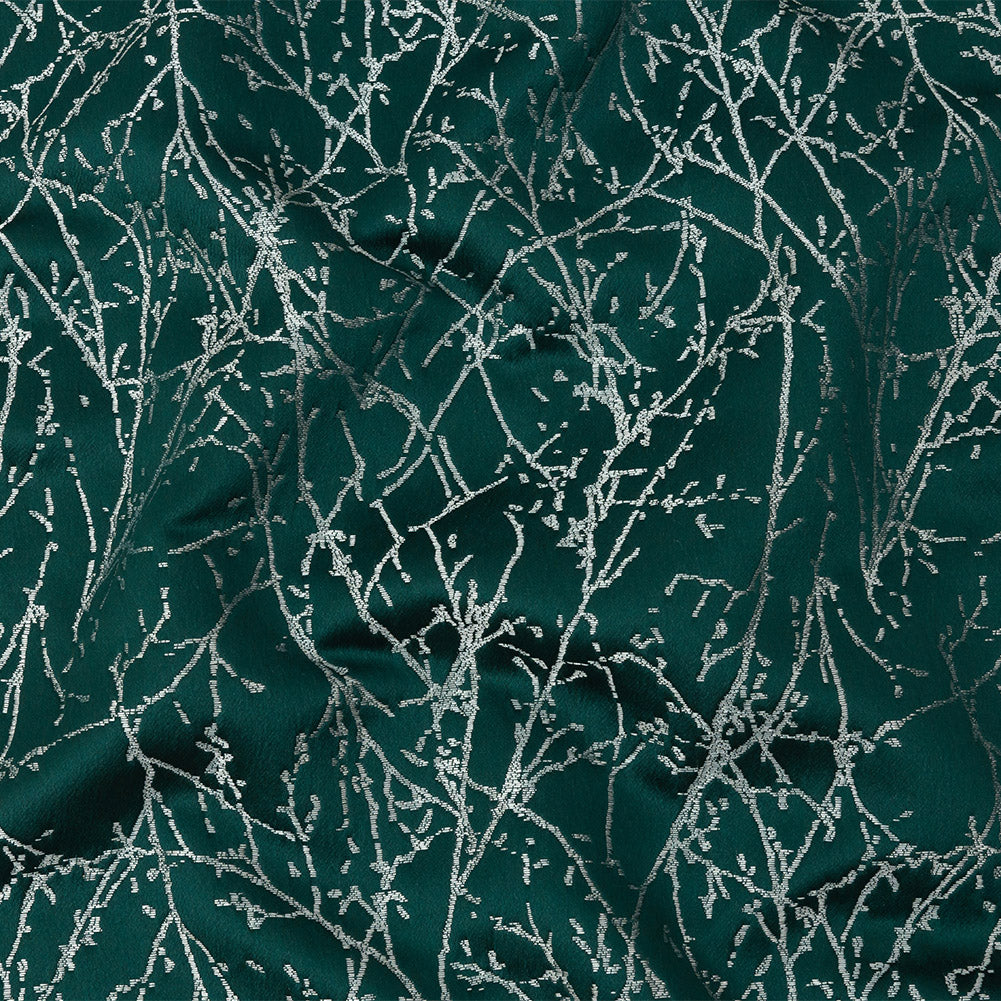 Polyester Jacquard - Emerald Wintry Branches - British Imported