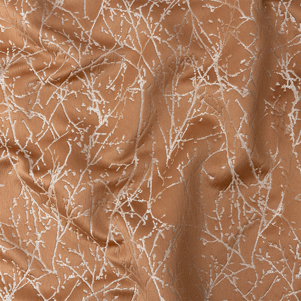 Polyester Jacquard - Rose Gold Wintry Branches - British Imported