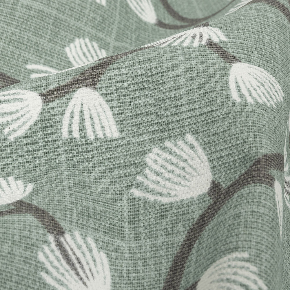 Cotton Canvas Print - Seafoam Japanese Blooms - British Imported