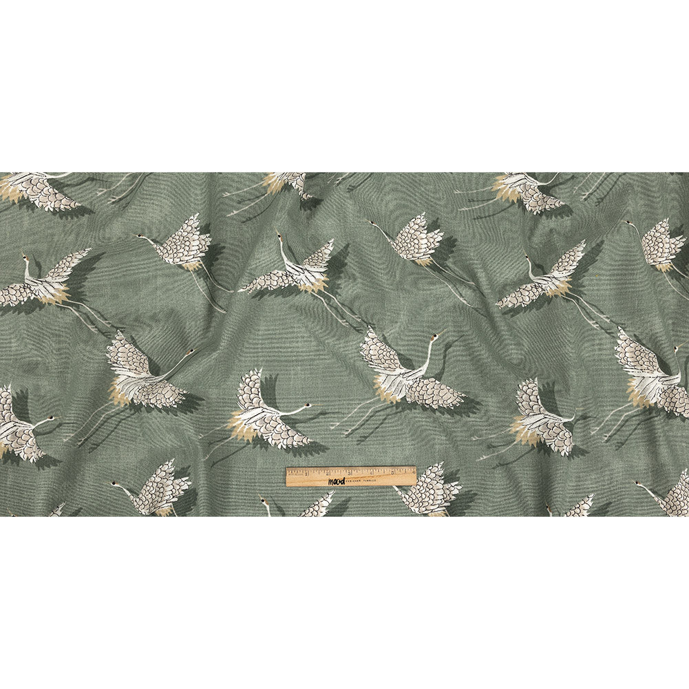 Cotton Canvas Print - Olive Cranes - British Imported