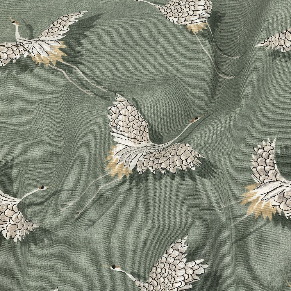 Cotton Canvas Print - Olive Cranes - British Imported