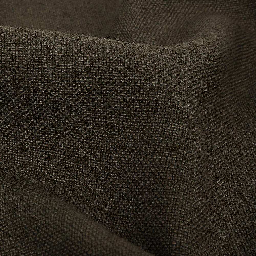 Polyester, Viscose and Linen Woven - Mocha - British Imported