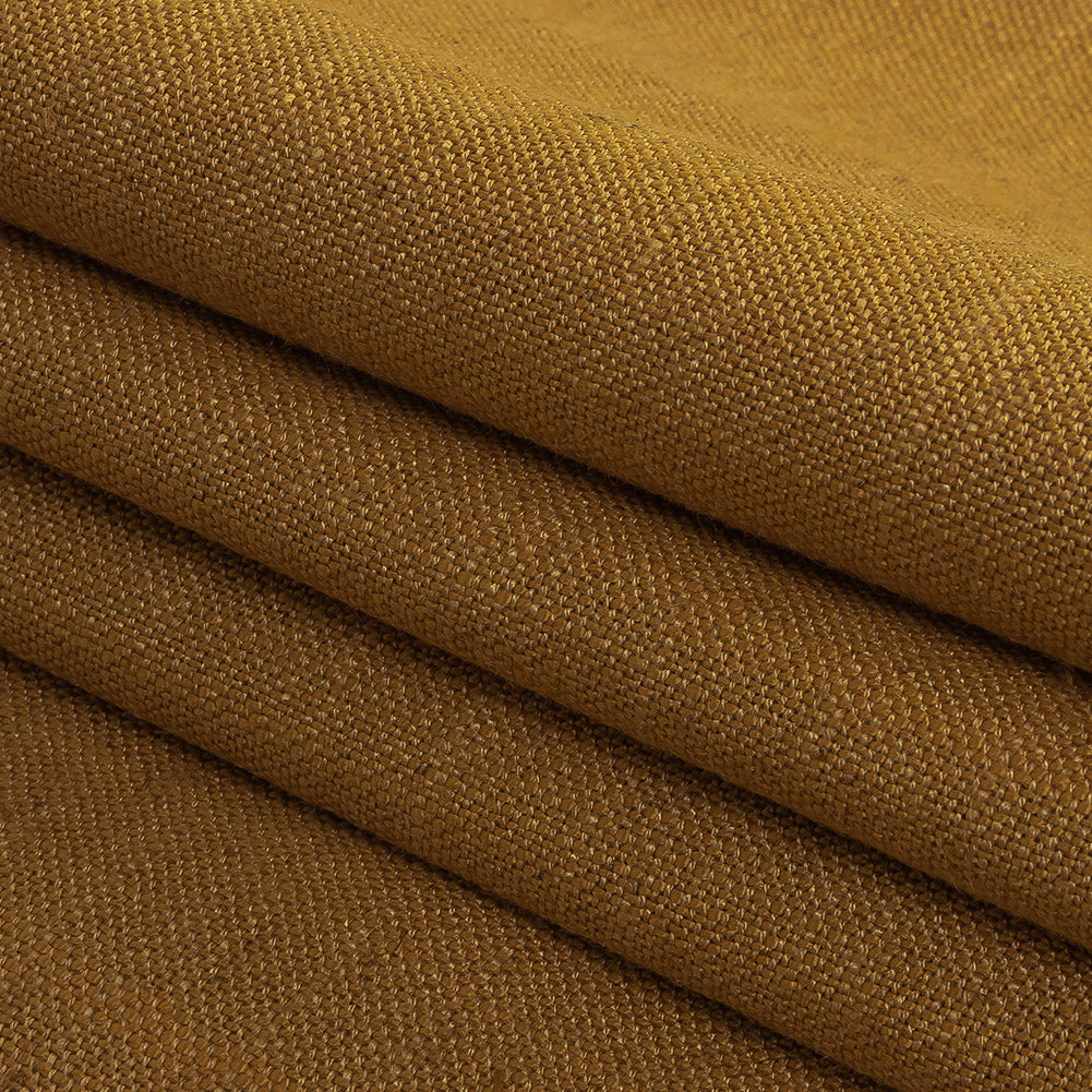 Polyester, Viscose and Linen Woven - Ochre - British Imported