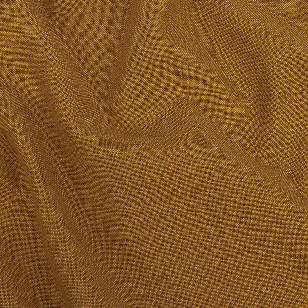 Polyester, Viscose and Linen Woven - Ochre - British Imported