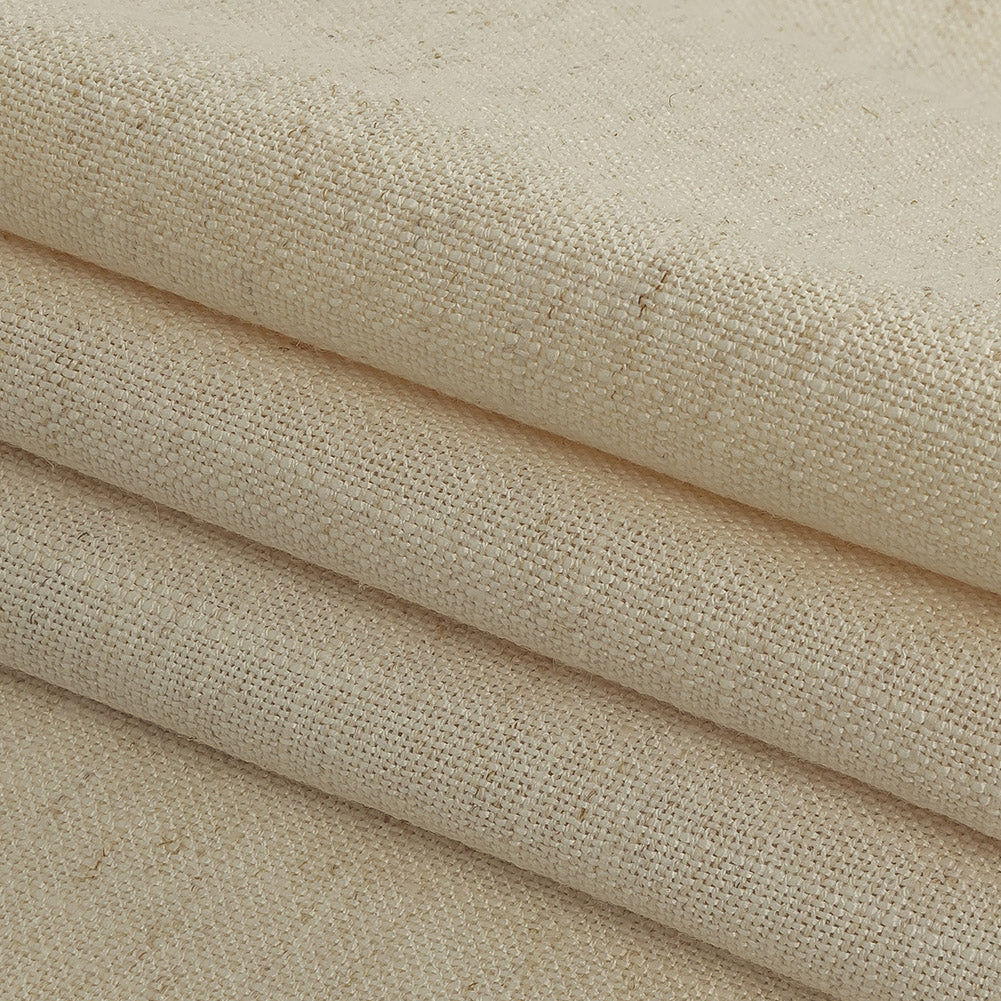 Polyester, Viscose and Linen Woven - Oyster - British Imported