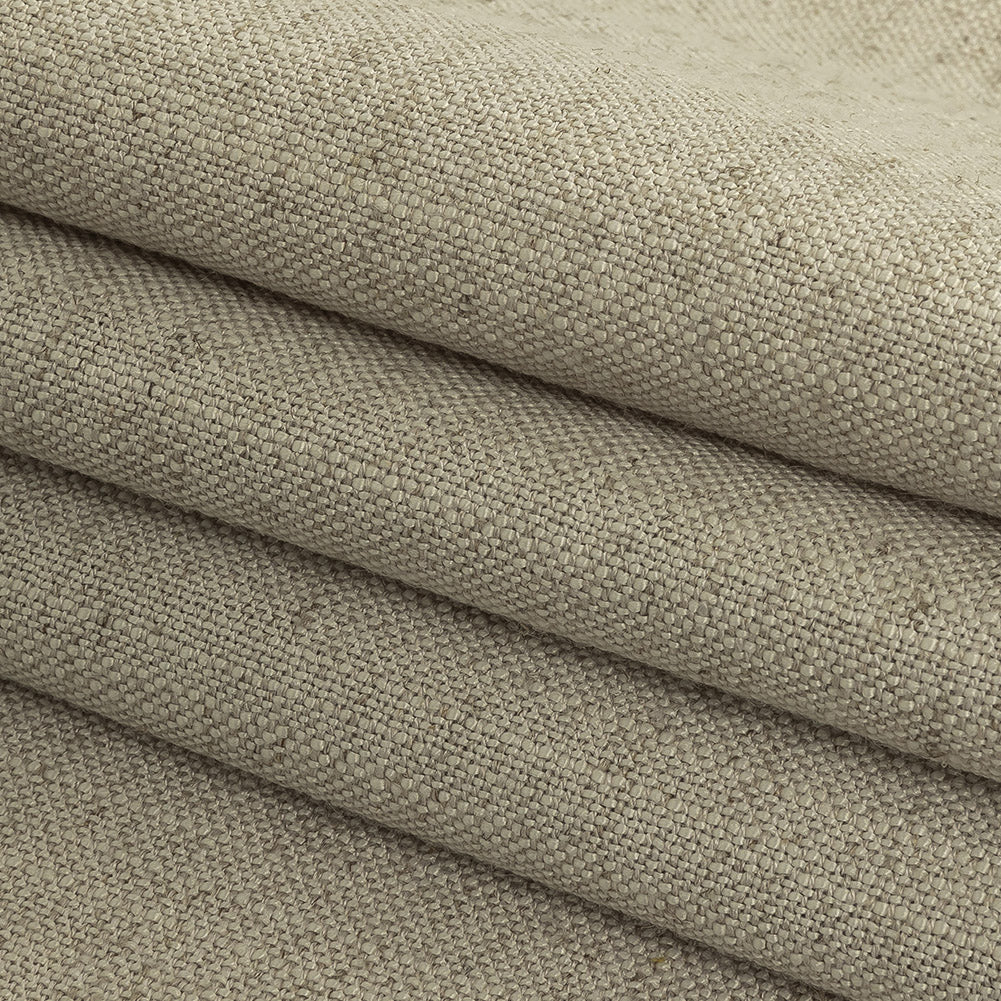 Polyester, Viscose and Linen Woven - Stone - British Imported