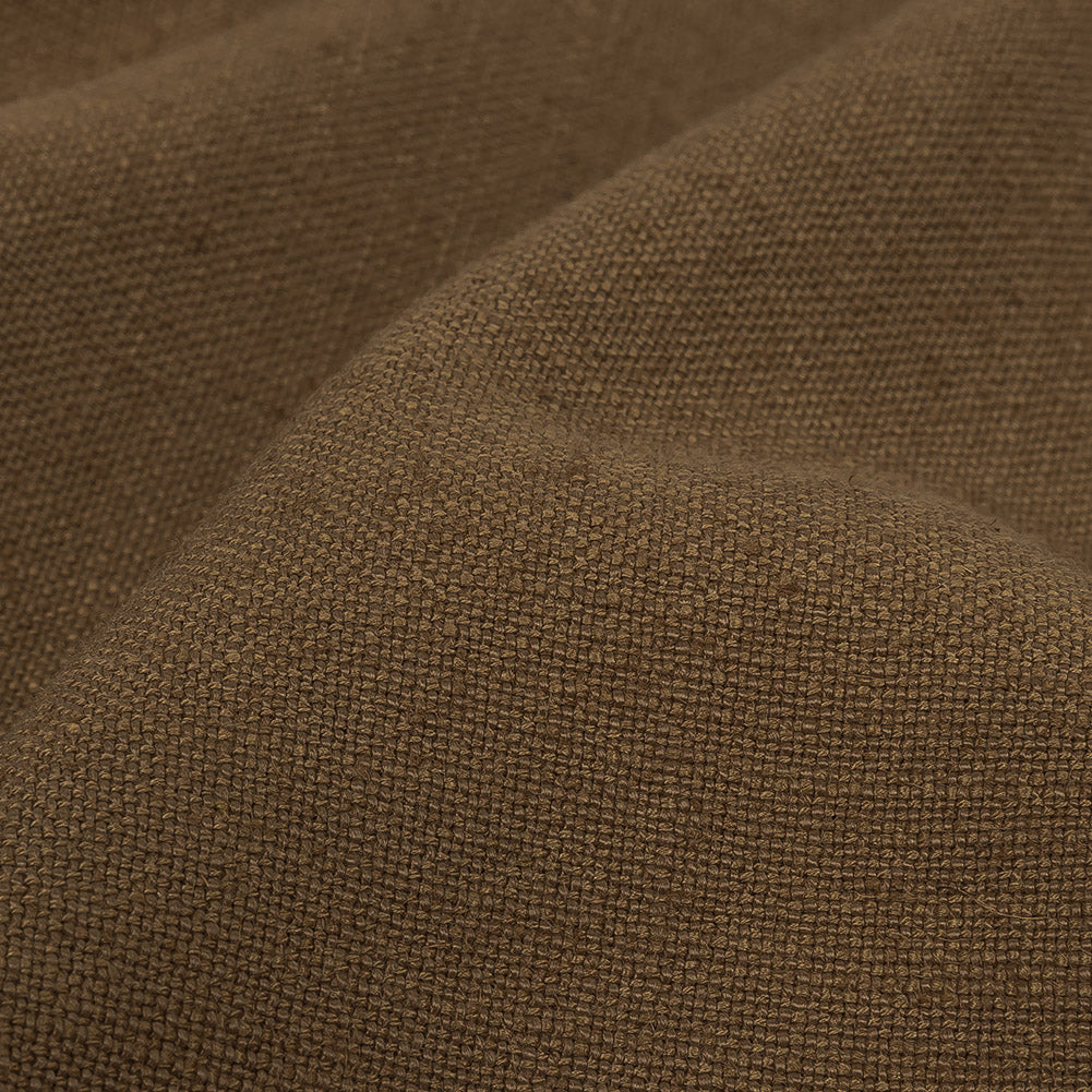 Polyester, Viscose and Linen Woven - Toffee - British Imported