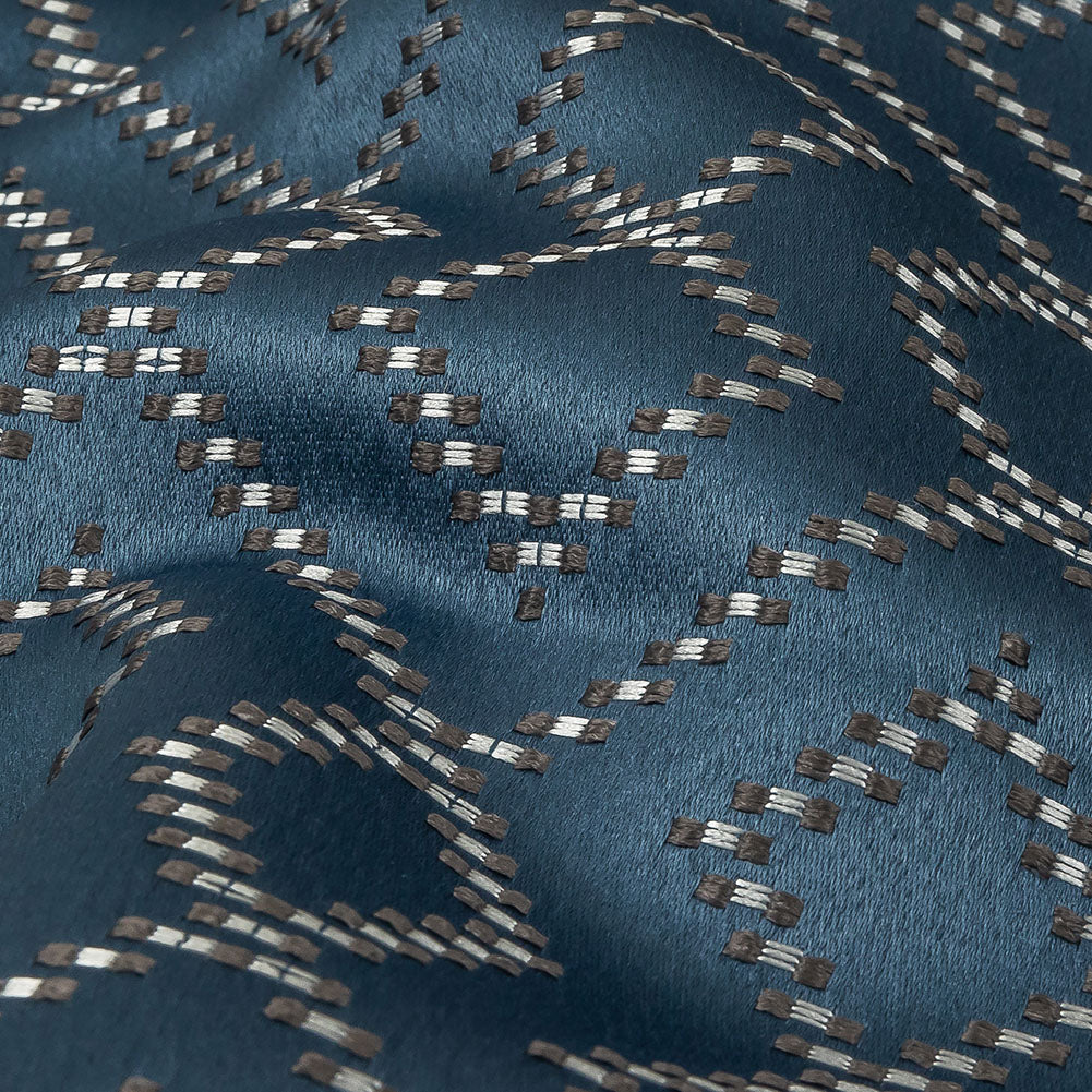 Recycled Polyester Jacquard - Danube Geometric Diamonds - British Imported