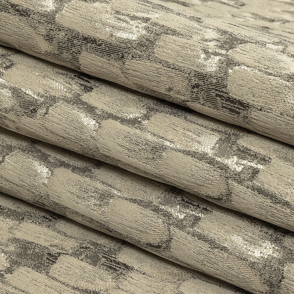 Recycled Polyester Jacquard - Champagne Abstract Brushstrokes - British Imported