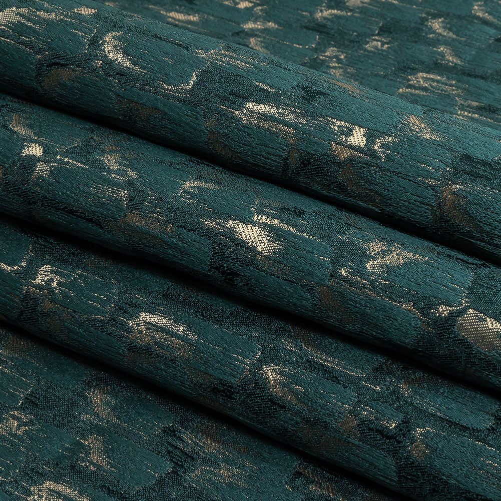 Recycled Polyester Jacquard - Peacock Abstract Brushstrokes - British Imported