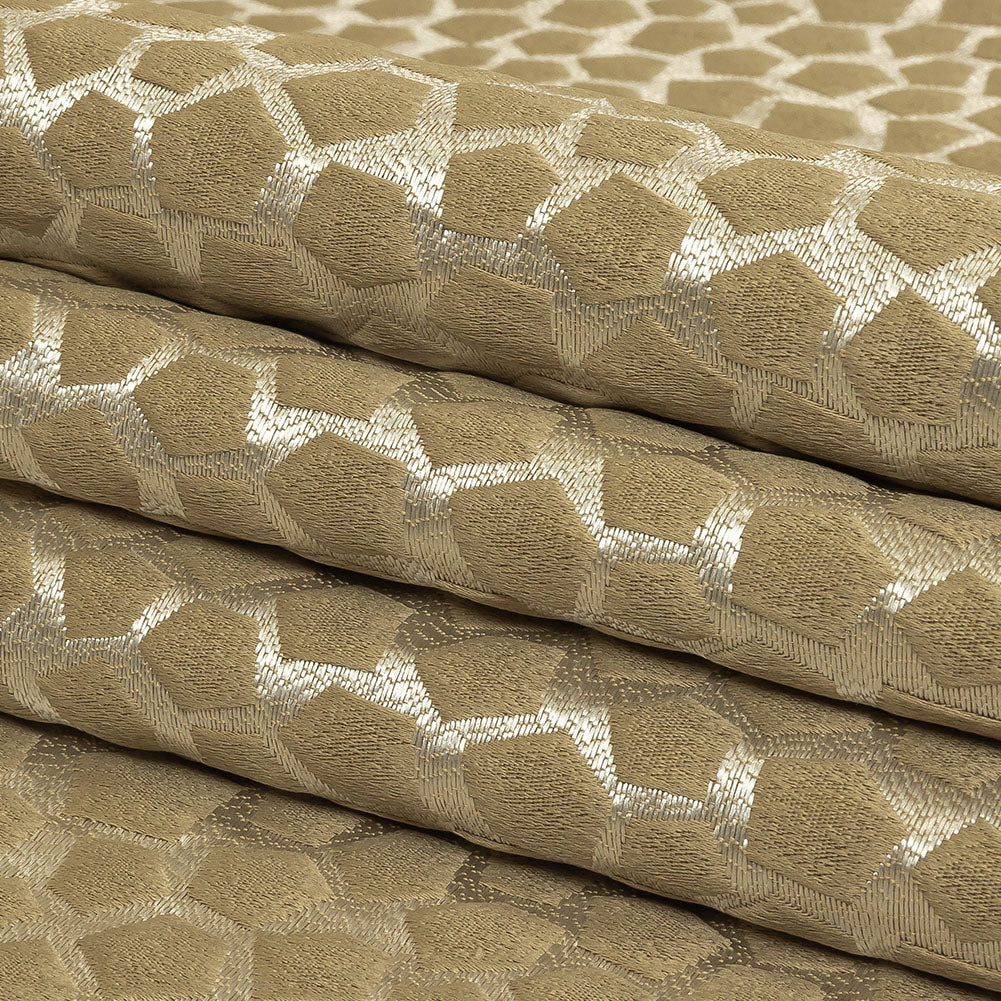 British Imported Gold Satin-Faced Pentagonal Drapery Jacquard