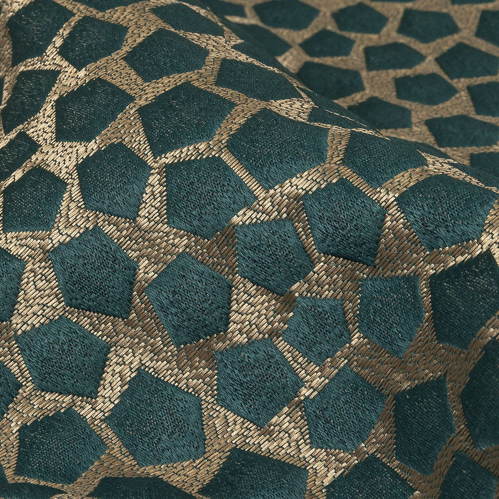 British Imported Peacock Satin-Faced Pentagonal Drapery Jacquard