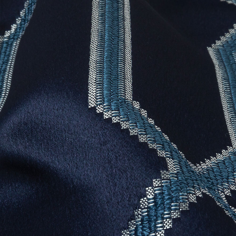 British Imported Ink Satin-Faced Geometric Drapery Jacquard