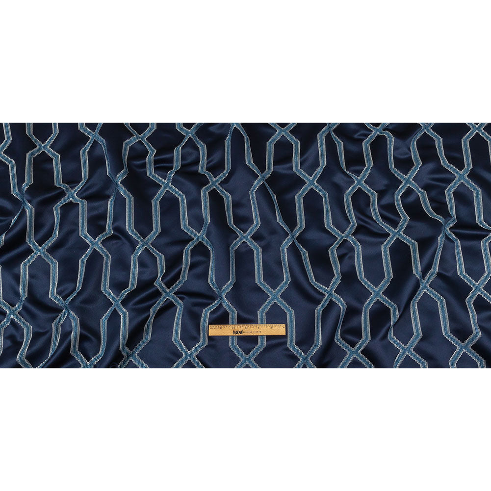 British Imported Ink Satin-Faced Geometric Drapery Jacquard