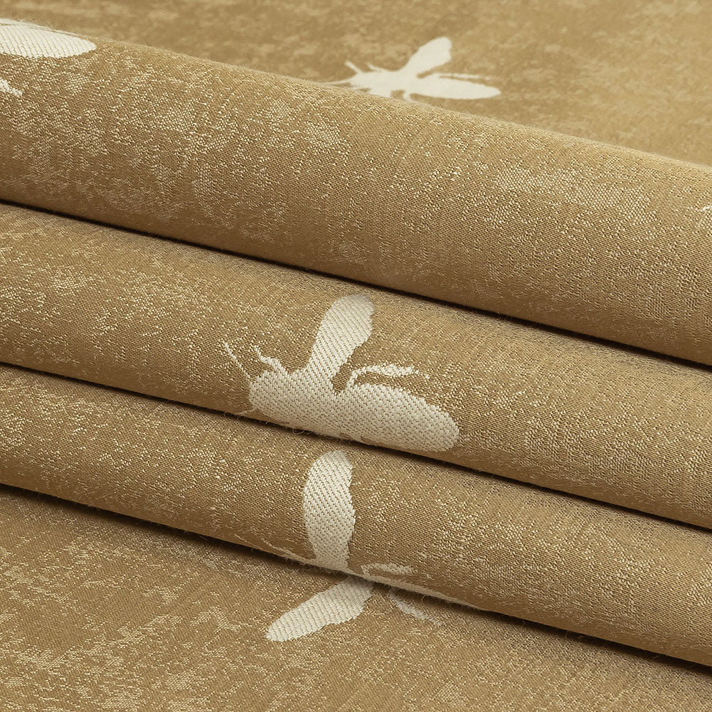 Slubbed Drapery Jacquard - Gold Buzzing Bees - British Imported