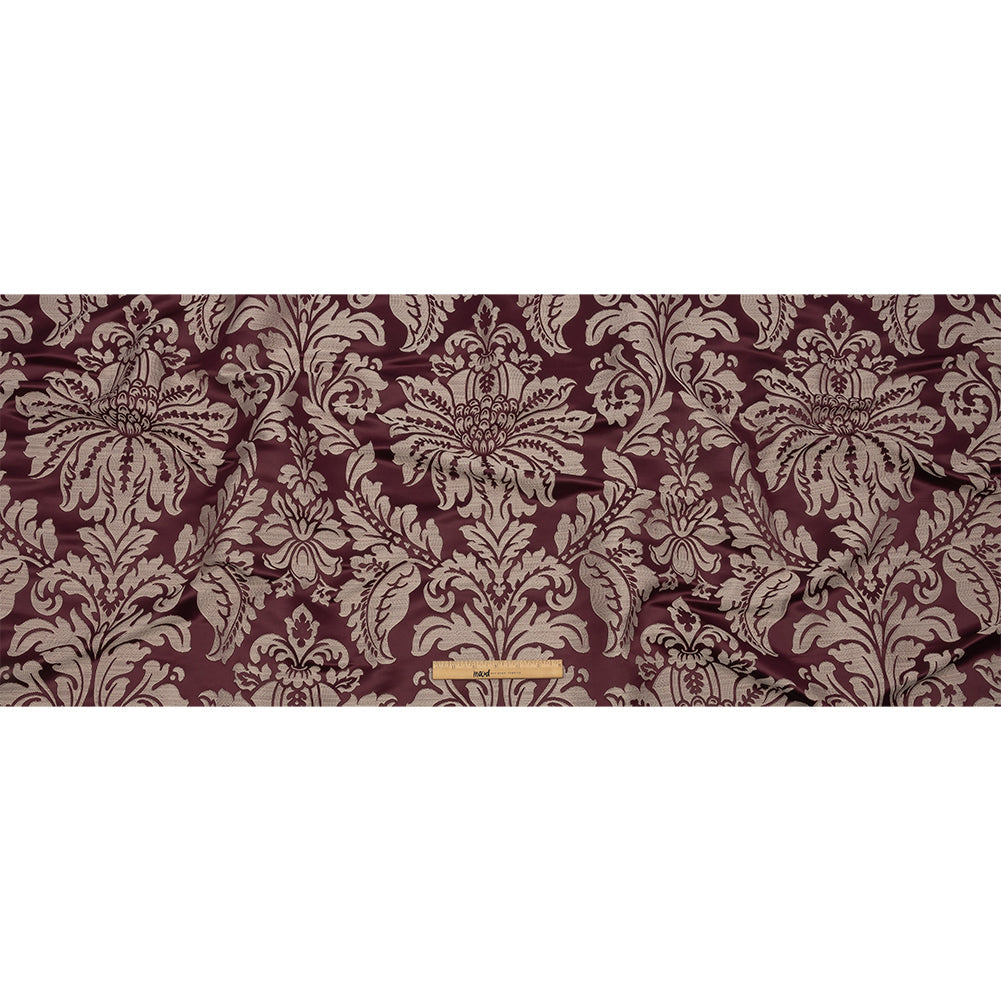 Drapery Jacquard - Berry Leafy Damask - British Imported