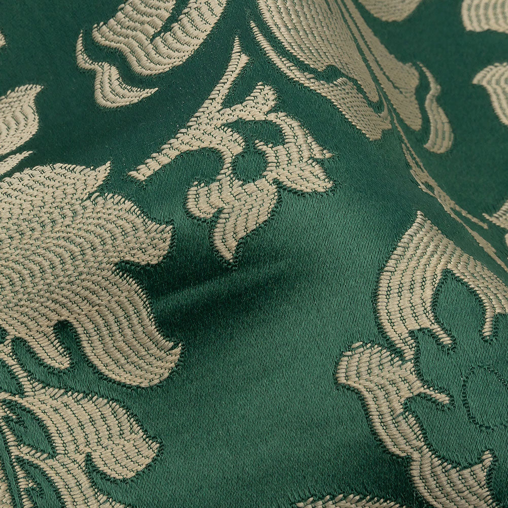 Drapery Jacquard - Emerald Leafy Damask - British Imported