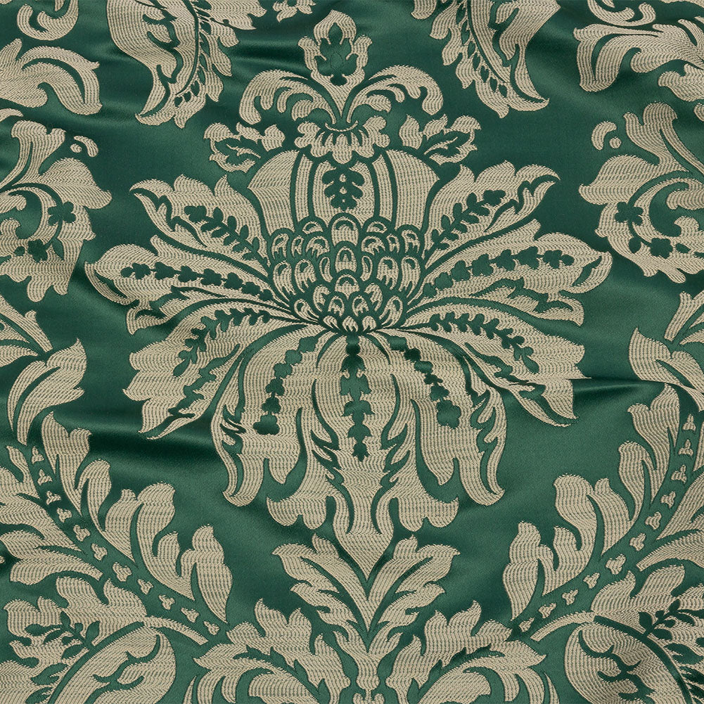 Drapery Jacquard - Emerald Leafy Damask - British Imported