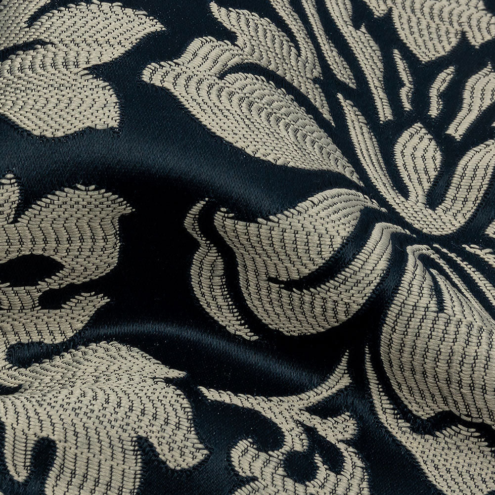 Drapery Jacquard - Ink Leafy Damask - British Imported