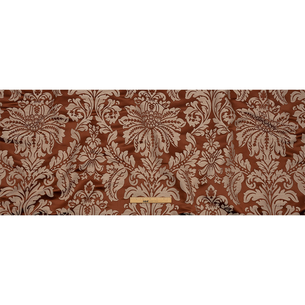 Drapery Jacquard - Rust Leafy Damask - British Imported