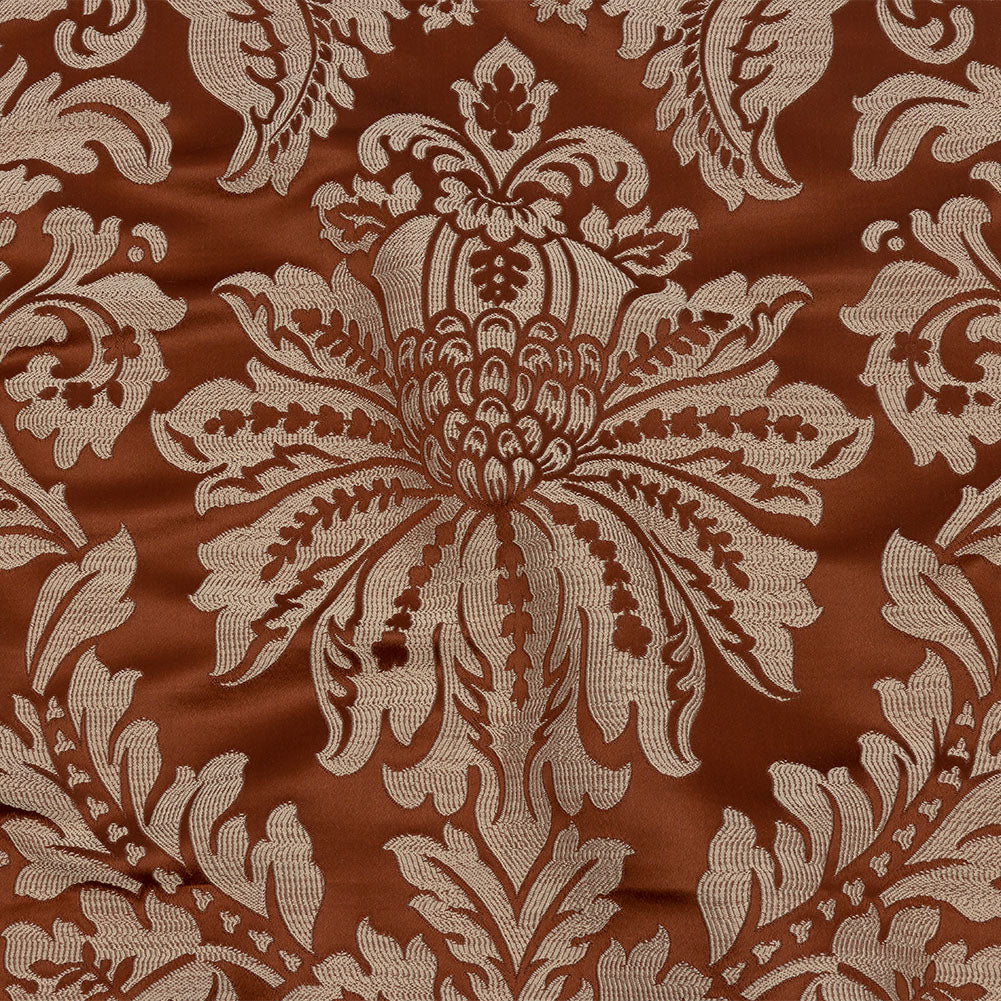 Drapery Jacquard - Rust Leafy Damask - British Imported