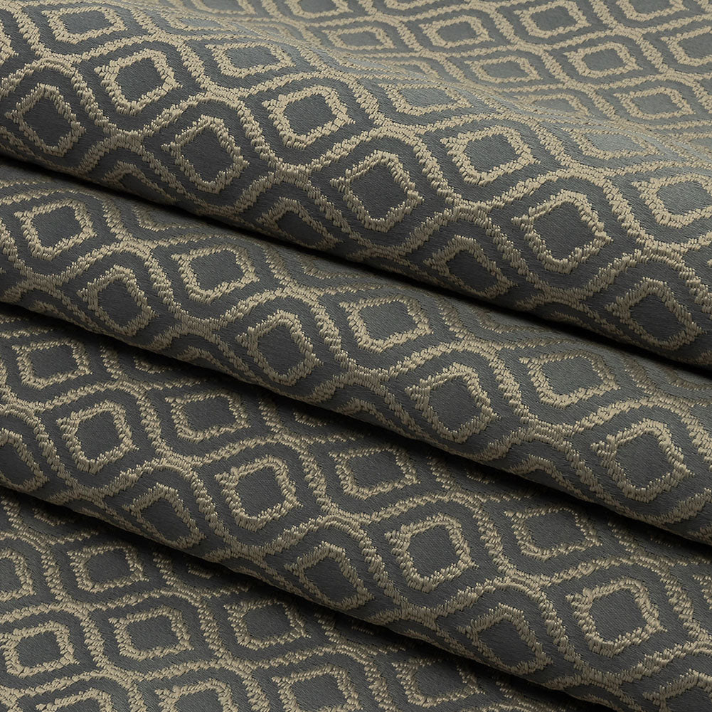 Drapery Jacquard - Graphite Simple Ogees - British Imported