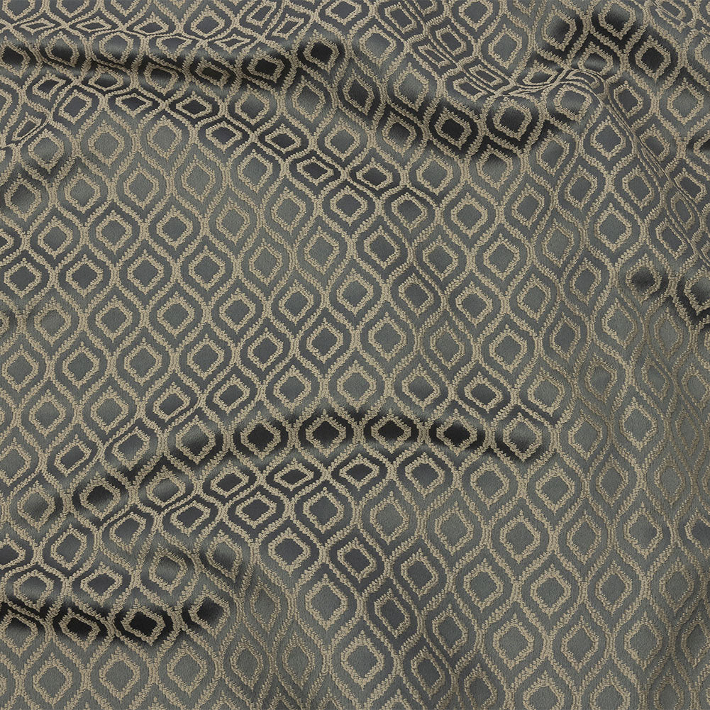 Drapery Jacquard - Graphite Simple Ogees - British Imported
