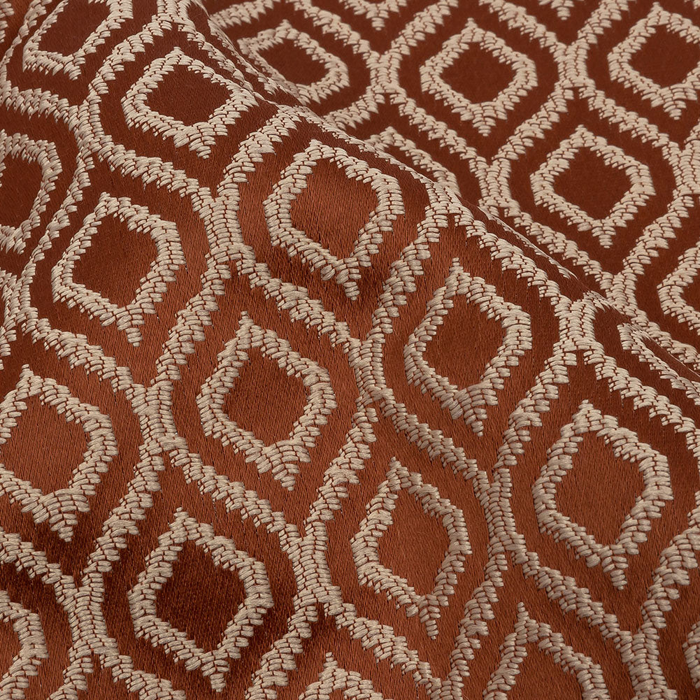 Drapery Jacquard - Rust Simple Ogees - British Imported