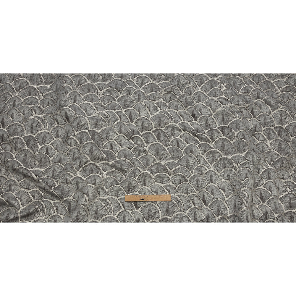 Drapery Jacquard - Grey Fan Scales - British Imported