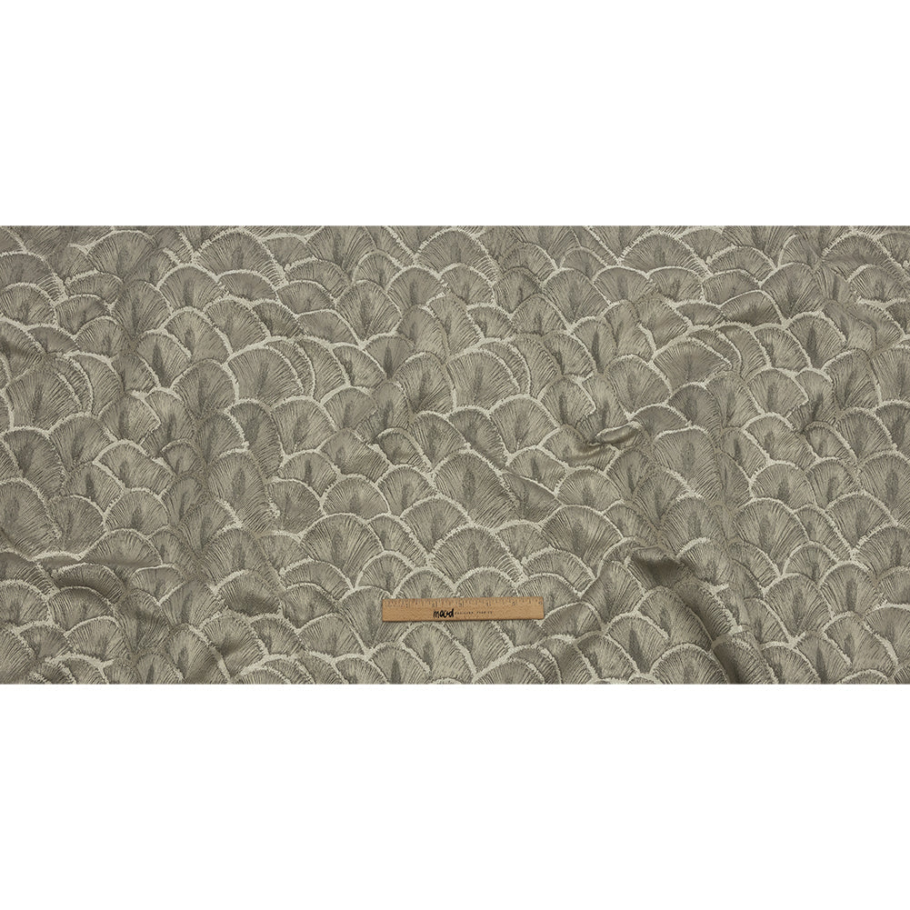 Drapery Jacquard - Pewter Fan Scales - British Imported