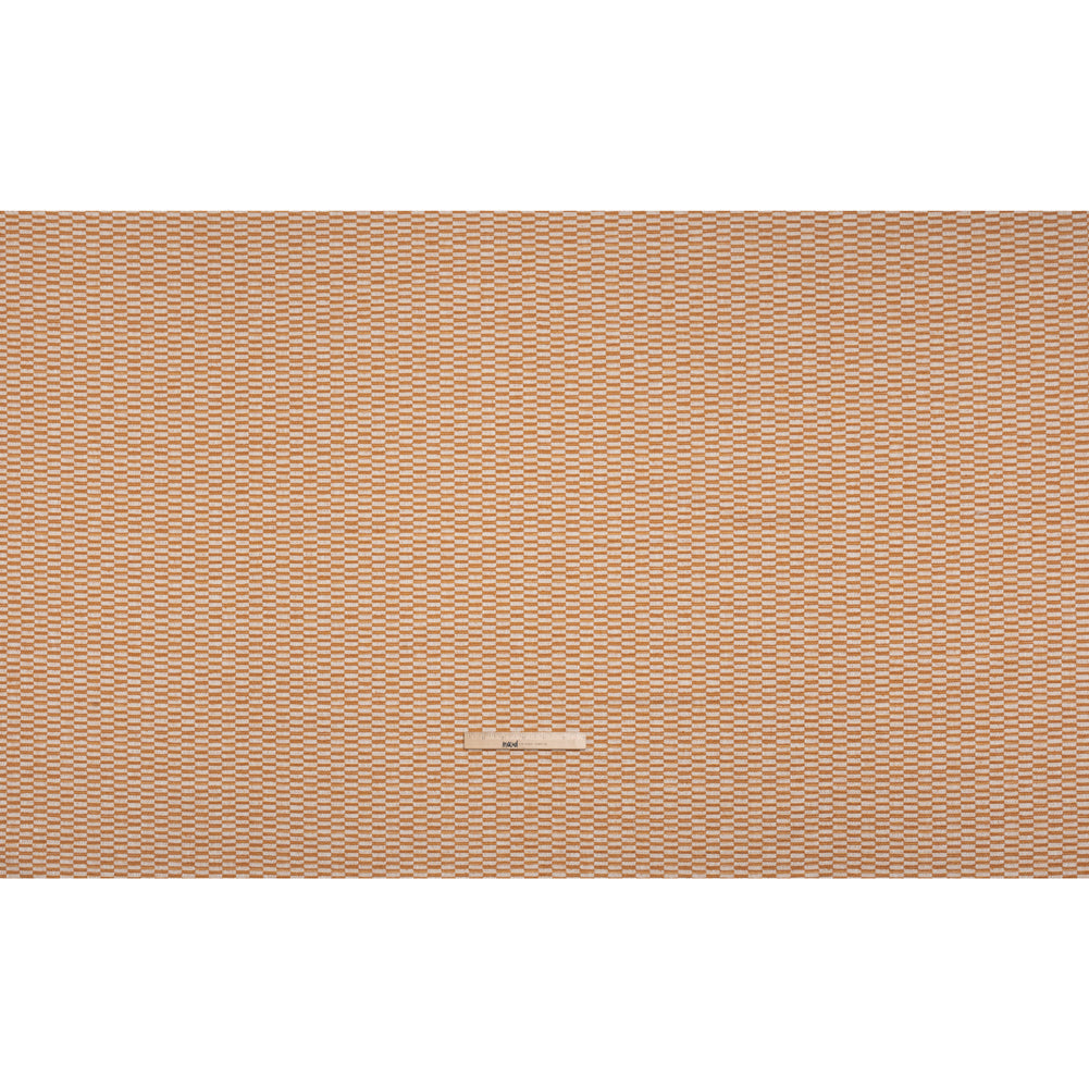 Textured Polyester and Cotton Woven - Tangerine Rectangle Checks - British Imported