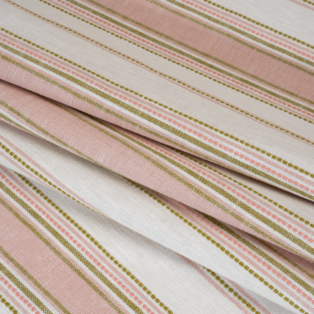 Cotton and Recycled Polyester Woven - Blush Tactile Stripes - British Imported