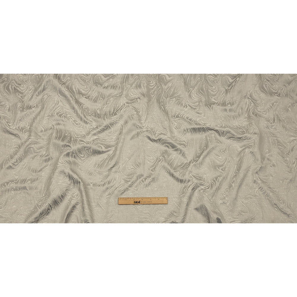 Cotton and Recycled Polyester Drapery Jacquard - Silver Marbled Lines - British Imported