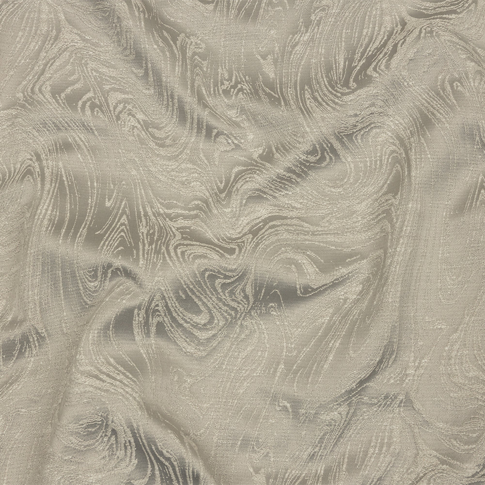 Cotton and Recycled Polyester Drapery Jacquard - Silver Marbled Lines - British Imported